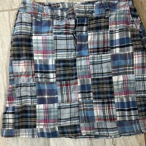 Madras plaid patchwork mini skirt